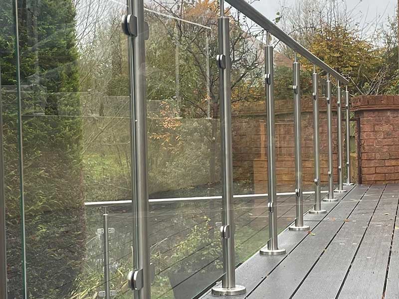 Stainless steel balustrades with 10mm glass infills watton at stone