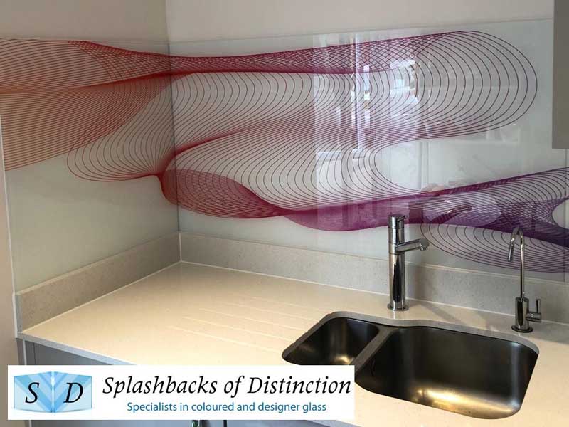 Kitchen splashback with abstract wave