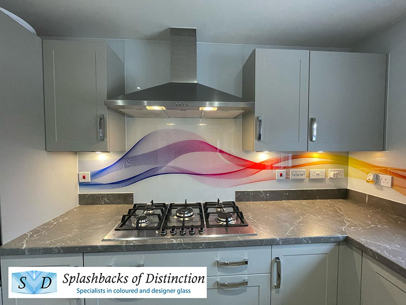 Kitchen splashback using our wave design installed in ramsey cambridgeshire