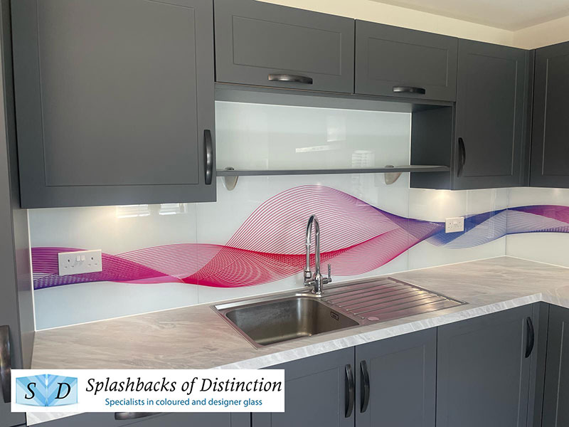 Kitchen splashback with wave design installed in northampton