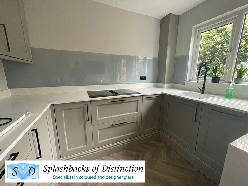 Marble grey kitchen splashback installed in welwyn garden city