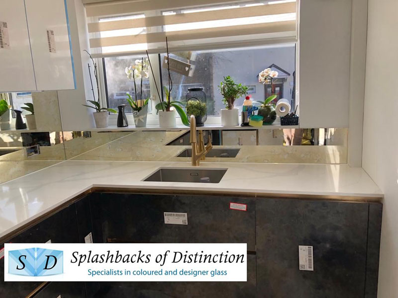 Kitchen splashback silver vincenzo antique mirror basildon
