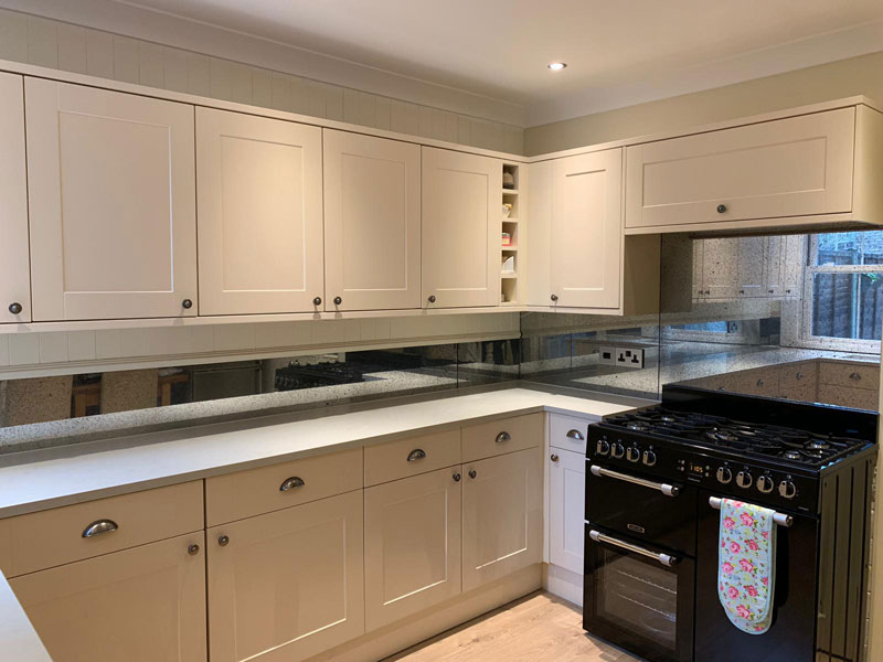 Kitchen splashback antique silver mirror