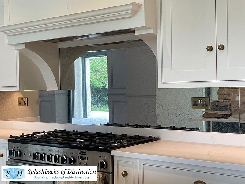 Kitchen splashback luna patina bronze antique mirror cuffley