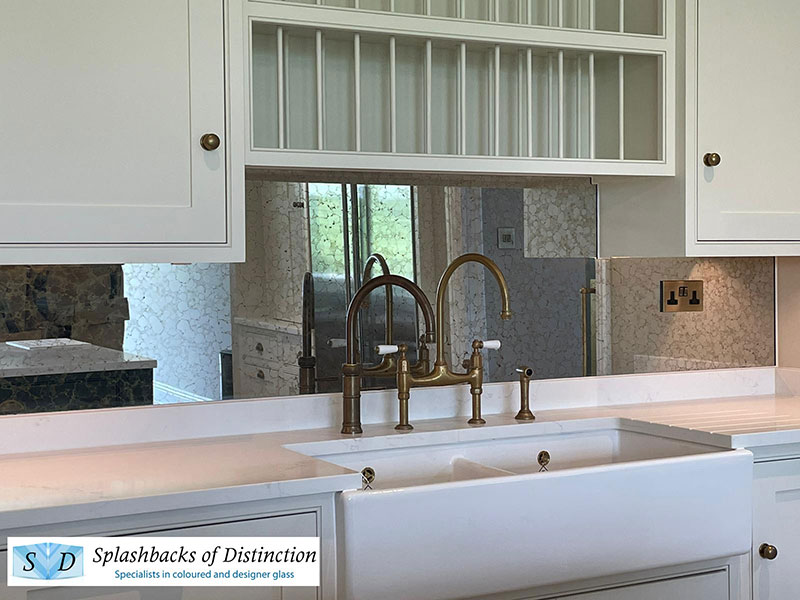Kitchen splashback luna patina bronze antique mirror cuffley