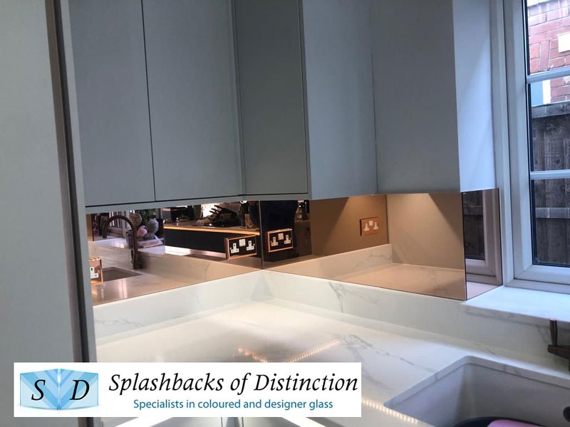 Kitchen splashback copper mirror broxbourne