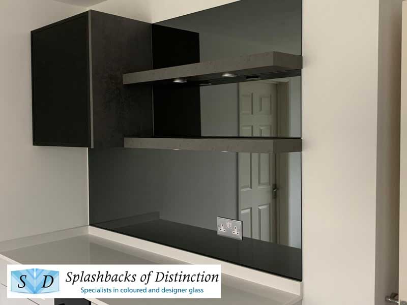 Grey mirror kitchen splashback