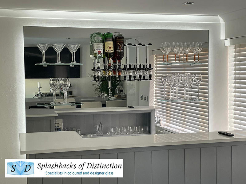 Silver mirror backlit splashback