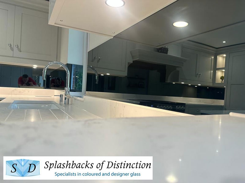 Kitchen splashback marston moretaine grey mirror