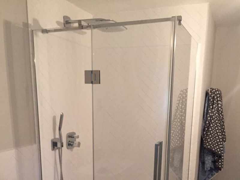 Glass shower enclosure chrome hardware hertford
