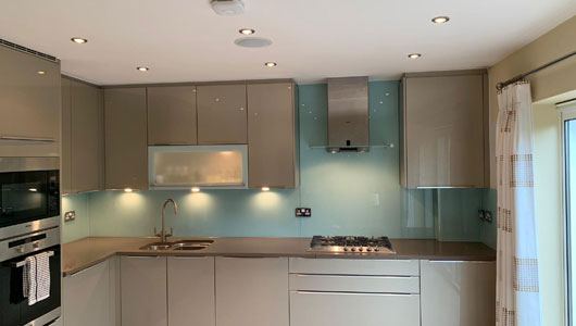 Duck egg blue kitchen splashback