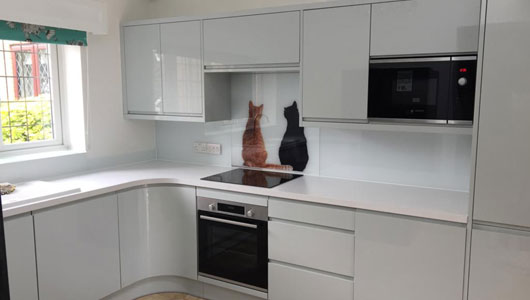 Kitchen splashback cats print