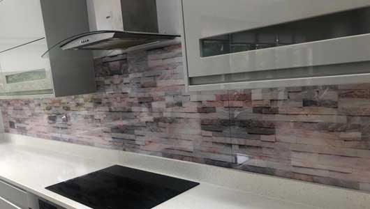 Kitchen splashback with abstract stone background