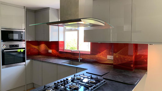 Abstract waves kitchen splashback