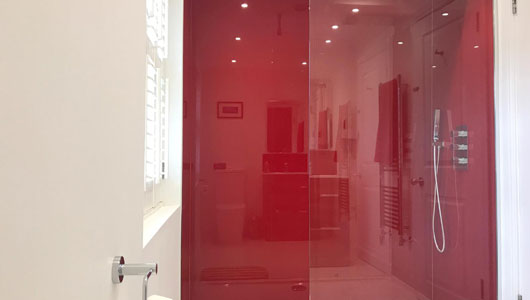 Dulux ruby fountain shower splashback